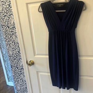 Norma Kamali Navy Blue Pleated Midi Dress Size XS